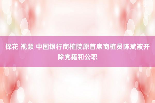探花 视频 中国银行商榷院原首席商榷员陈斌被开除党籍和公职
