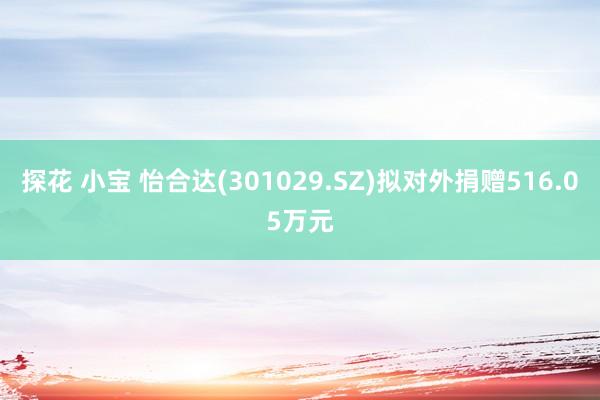 探花 小宝 怡合达(301029.SZ)拟对外捐赠516.05万元